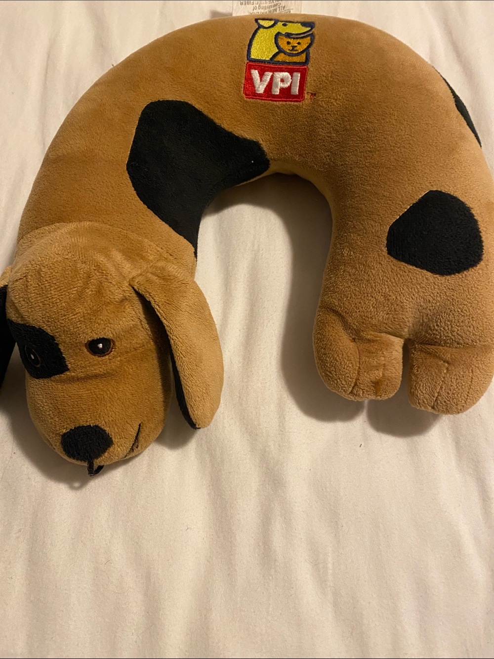 Brown Plush Dog Neck Pillow - Brown with Black Spots